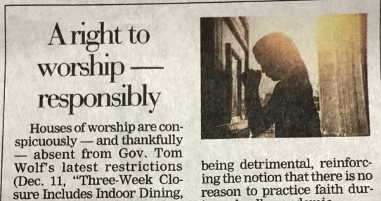 A right to worship — responsibly | Pittsburgh Gazette publishes OpEd by CMF CURO Director, Jordan Buzza