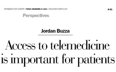 Access to telemedicine is important for patients | Pittsburgh Post-Gazette publishes OpEd by CMF CURO Director, Jordan Buzza